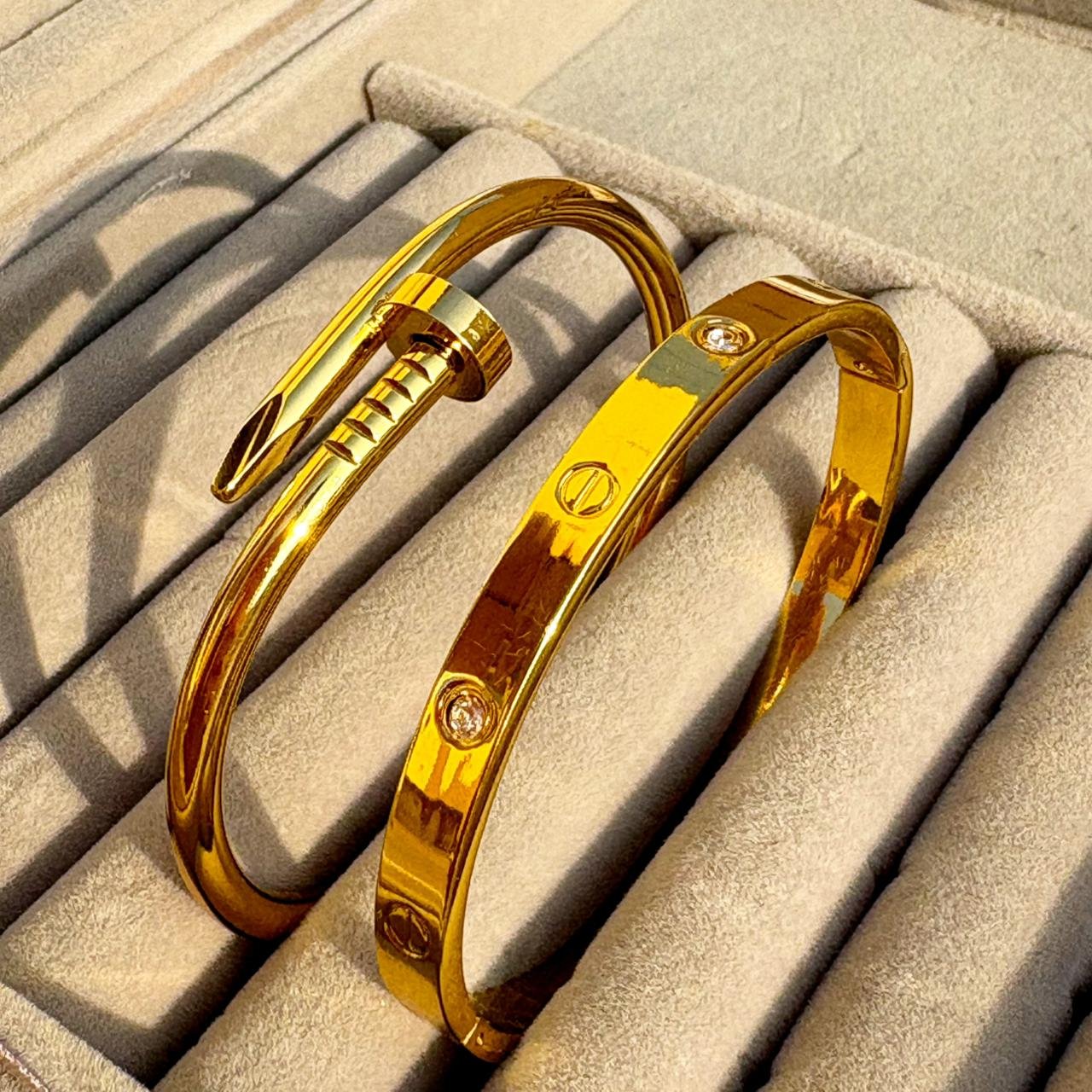 Set of 2 Bracelet Cartier - Nail (18K Gold Plated)